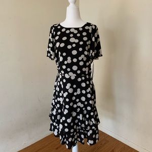 Nicole Miller Polka Dot  Ruffle Dress